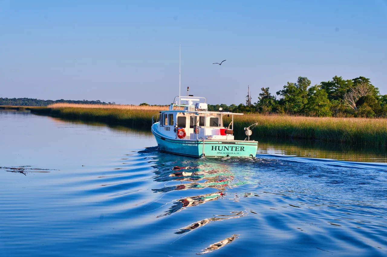 The Hunter fishing boat on the water in Apalachicola
